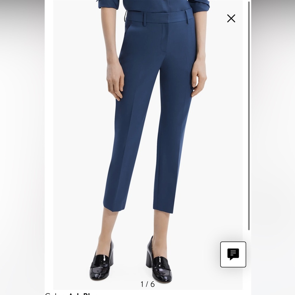 Theory Treeca Crop Wool Pants Sea Blue